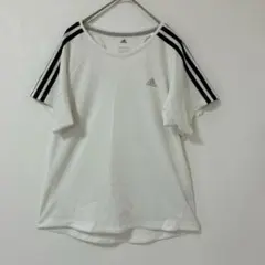 adidas ホワイト ストライプ Tシャツ XL スポーツウェア　レディース