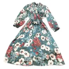 美品 ZARA ザラ 花柄ワンピース ボタニカル柄ワンピース モスグリーン XS