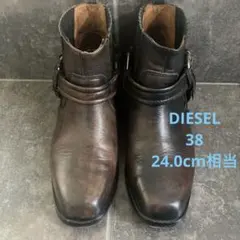 DIESEL ディーゼル ダークブラウン レザー サイドゴアブーツ 24.0cm