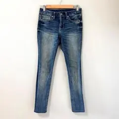 ◉GU　ウルトラストレッチスキニージーンズ　青　W61　S　ハイウェスト