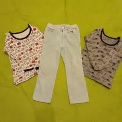 BeBe　べべ　コーデュロイパンツ110cm ライトブルー　水色　あったか肌着付