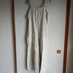 ユニクロ オールインワン ストライプ 麻