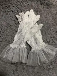 【美品】ブライダルグローブ レース パール 前撮り ウェディング