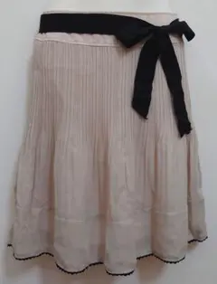 ミッシュマッシュ プリーツスカート フレアスカート リボン付きシフォンスカート