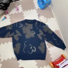 モヘアライク ダブルジャガード オーバーサイズ フラワーグラデーションニット