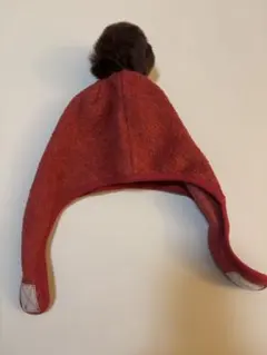 【週末セール】chocolatesoup赤 ポンポン付き ニット帽 S