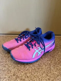 ASICS テニスシューズ 女性用 オールコート ピンク/青