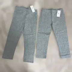 新品タグ付babygap100グレーレギンス２点セットkidsスパッツインナー