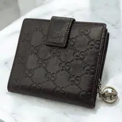GUCCI グッチ シマ GG レザー 二つ折り財布 ブラック コインケース