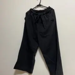 H&M 黒 ワイドパンツ　紐ベルト付き
