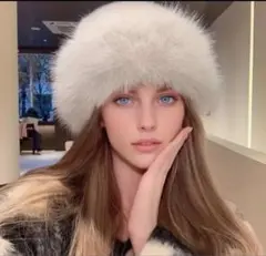 フェイクファーハット・ホワイト