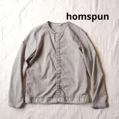 美品　homspun　ホームスパン　ブラウス　ギンガムチェック　日本製のサムネイル