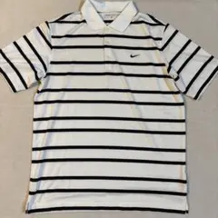 ☆ NIKE ゴルフ　ポロシャツ 半袖 DRI-FIT / ボーダー 刺繡ロゴ