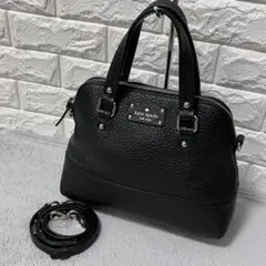 人気✨ケイトスペード 2WAY ショルダーバッグ 黒 本革 シボ革 ハンドバッグ