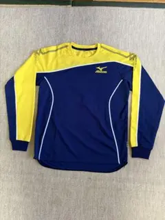 MIZUNO 陸上競技用 長袖シャツ ネイビー イエロー Ｓサイズ