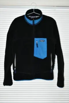 美品　Patagonia フリースジャケット 黒/青　レトロX