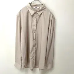 UNIQLO レーヨンストライプブラウス　ベージュ M イージーケアのサムネイル