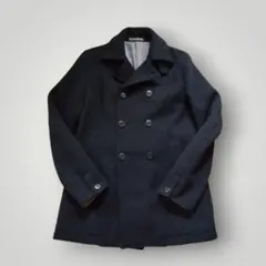 MICHEL KLEIN HOMME ダブルブレストブラックウール ピーコート