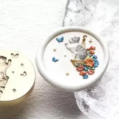 シーリングスタンプ　ヘッド　猫と蝶々