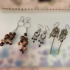 ビーズとクリスタルのピアスセット⑨