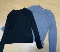 GU ソフトシアークルーネックT ブラック　セット品　Sサイズ　グレー＆ブラック