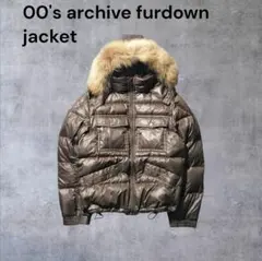 美品 y2k 00's お兄系 V系 平成 短丈グランジ ブラウン光沢艶 ダウン