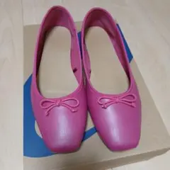 GU　リボン付きバレエシューズ　XLサイズ　ピンク