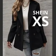 SHEIN LUNE ウール ジャケット チェスターコート ブラック XS