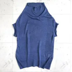 希少 ヨウジヤマモト シルク100% ニットベスト ブルー系 美品 ロールネックのサムネイル