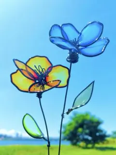 ディップフラワー/ワイヤーアート/アメリカンフラワー/2本セットのサムネイル