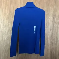 未使用ユニクロエクストラファインメリノリブタートルセーターレディースMブルー