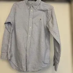 美品★ラルフローレン チェックシャツ 160 ブルー ボタンダウン 長袖