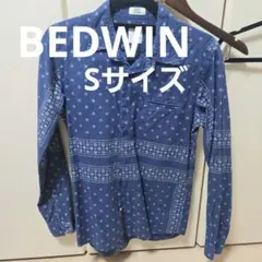 BEDWIN ネイビー 長袖シャツ　ペイズリー柄のサムネイル