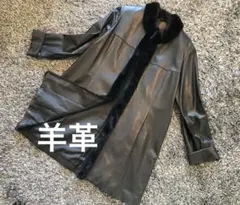【極美品】パルティーナ ロング丈 ラムレザー 羊革 黒　ブラック　リアルファー
