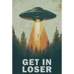 新品 ブリキ看板 UFO 宇宙人 GET IN LOSER ヴィンテージ
