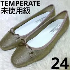 未使用級　TEMPERATE バレエシューズ　レイン　フラット　ラメ　24