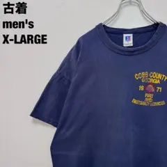 古着 RUSSELL ATHLETIC Tシャツ 刺繍 90's ネイビー XL