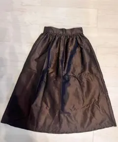 グリーンレーベルリラクシング シャンブレータフタフレアスカート36 ブラウン