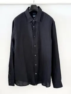 美品 GAP リネン100％ 長袖 シャツ 黒 L