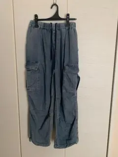 ライトブルー デニム カーゴパンツ　アベイル