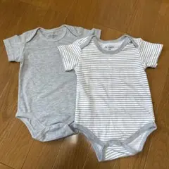 ロンパース2枚セット 95cm グレー・ストライプ