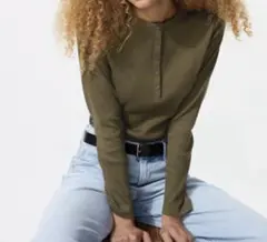 UNIQLO リブヘンリーネックT/長袖　L