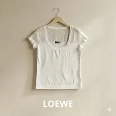 LOEWE ✨高級カシミヤシルク混　ホワイトTシャツ M レディース　上質素材のサムネイル