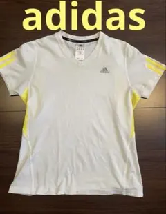 adidas CLIMACOOL VネックTシャツ ホワイト/イエロー