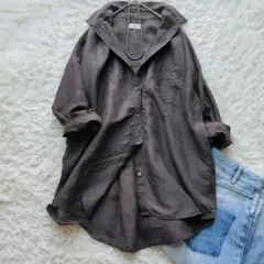 極美品♪25SS イエナ シアテンリネンシャツ 紺色 ネイビー ゆったり