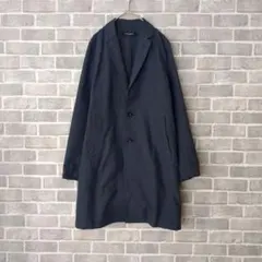 美品 ナノユニバース チェスターコート Ｓ ネイビー メンズ 麻混 春