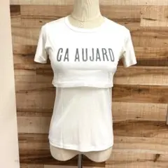 【美品】クリスチャンオジャール 半袖Tシャツ レイヤード風 ロゴ ホワイト Sのサムネイル