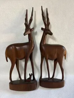 シカ　鹿　木彫　彫像　オブジェ　置物　インテリア　工芸品　美術品　A3013 Amazon.co.jp: 可愛い置物 鹿 フィギュア ミニチュア おもしろい置物