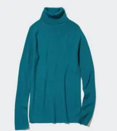 ユニクロ エクストラファインメリノリブタートルネックセーター M グリーン 長袖