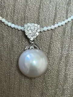 ピンクパープル系淡水真珠のペンダントヘッド ローズクォーツネックレス付き
